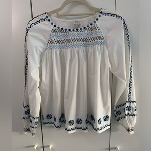 Joie Bohemian Embroidered Peasant Top Size XXS